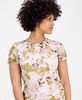 Women's Floral Mesh Crewneck Short-Sleeve Top, Exclusively at Macy's