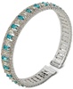 Silver-Tone Pavé & Baguette Stone Bangle Bracelet 
