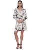 Women's Printed Faux-Wrap Long-Sleeve Dress