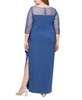 Plus Size Illusion-Trim Ruffled Gown