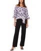 Women's Floral-Print Off-The-Shoulder Bubble-Sleeve Top