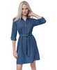 Women's Button-Front Belted Long-Sleeve Dress