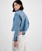 Women's Mock-Neck Cropped Denim Jacket, Exclusively at Macy's