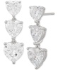 Cubic Zirconia Heart Triple Drop Earrings in Sterling Silver