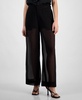 Women's High-Rise Wide-Leg Sheer Pants, Exclusively at Macy's 