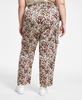 Trendy Plus Size Cheetah-Print Shine Cargo Satin Pants, Created for Macy's