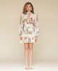 Women's Floral-Print Lace-Trim Chiffon Dress