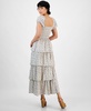 Petite Printed Smocked Tiered-Ruffle-Trim Dress, Exclusively at Macy's 