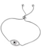 Rhodium-Plated Pavé Evil Eye Slider Bracelet