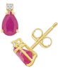 Sapphire (1 ct. t.w.) & Diamond Accent Stud Earrings in 14k Gold (Also in Emerald, Ruby, & Tanzanite)