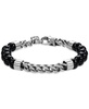 Men's Lapis Lazuli Bead & Chain Bracelet in Stainless Steel (Also in Onyx & Tiger Eye)