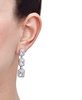 Cubic Zirconia Graduated Square Halo Linear Drop Earrings in Sterling Silver