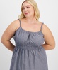 Plus Size Striped Smocked-Waist Maxi Dress