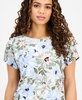 Petite Short-Sleeve Scoop-Neck Floral Top