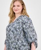 Plus Size Printed Roll-Tab-Sleeve Tunic