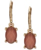 Gold-Tone Rose Peach Oval Stone Drop Earrings