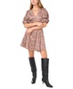 Women's Leopard-Print Bubble-Sleeve Dress