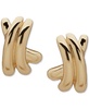 Gold-Tone Criss Cross Button Earrings