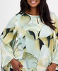 Plus Size Printed Keyhole Blouse