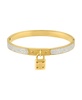 Tarnish Resistant Gold Cubic Zirconia Pave Lock Bangle Bracelet