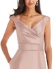 Plus Size Off-the-Shoulder Draped Wrap Satin Maxi Dress