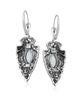 Fritz Casuse Sterling Silver Arrowhead and White Agate Gemstone Lever Back Earrings