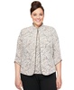Plus Size Printed Mandarin Jacket & Top Set