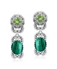 Sterling Silver Malachite Peridot Desert Bloom Dangle Earrings