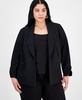 Trendy Plus Size Knit Drape-Front Blazer, Created for Macy's