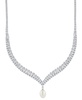 Cultured Freshwater Pearl (9x11mm) & Cubic Zirconia 17" Collar Necklace in Sterling Silver