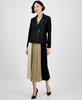Women's Mixed-Media Asymmetric-Zip Jacket & Colorblocked Pull-On Pleated Skirt