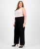 Plus Size Pull-On Wide-Leg Crepe Pants