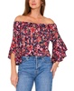 Women's Floral-Print Off-The-Shoulder Flutter-Sleeve Top