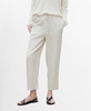 Women's Straight Cropped Linen Trousers Pants