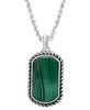 EFFY® Men's Malachite Dog Tag 22" Pendant Necklace in Sterling Silver