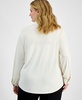 Plus Size Long-Sleeve Scarf-Neck Top