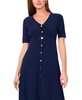 Petite Button-Front Fit & Flare Short-Sleeve Dress