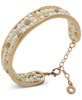 Gold-Tone Imitation Pearl & Crystal Fireball Cuff Bracelet