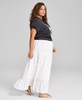Plus Size Cotton Embroidered Lace-Trim Maxi Skirt, Exclusively at Macy's