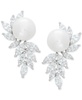 Cultured Freshwater Pearl (10mm) & Cubic Zirconia Drop Earrings in Sterling Silver