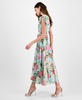 Women's V-Neck Ruffle-Trim Drawstring Midi Dress