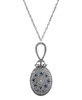 Silver-Tone, Pewter Oval Mirror With Blue Enamel and Light Sapphire Necklace