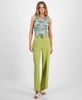Women's High Rise Belted Wide Leg Pants, Exclusively at Macy's