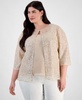 Plus Size Embellished 3/4-Sleeve Jacket & Sleeveless Top Set