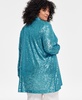 Plus Size Sequined Draped-Front Cardigan Jacket