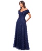Women's 3D Floral Embroidered Off-The-Shoulder Gown