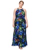 Plus Size Floral-Print Halter Gown