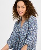 Petite Long-Sleeve V-Neck Pleat-Front Printed Tunic 