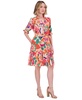 Petite Printed V-Neck Elbow-Sleeve Tie-Waist Dress