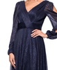 Petite Long-Sleeve V-Neck Crinkle Gown